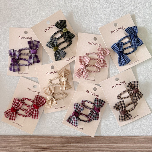 Checked Bow Hair Clips for Girls Fabric Hair Accessories