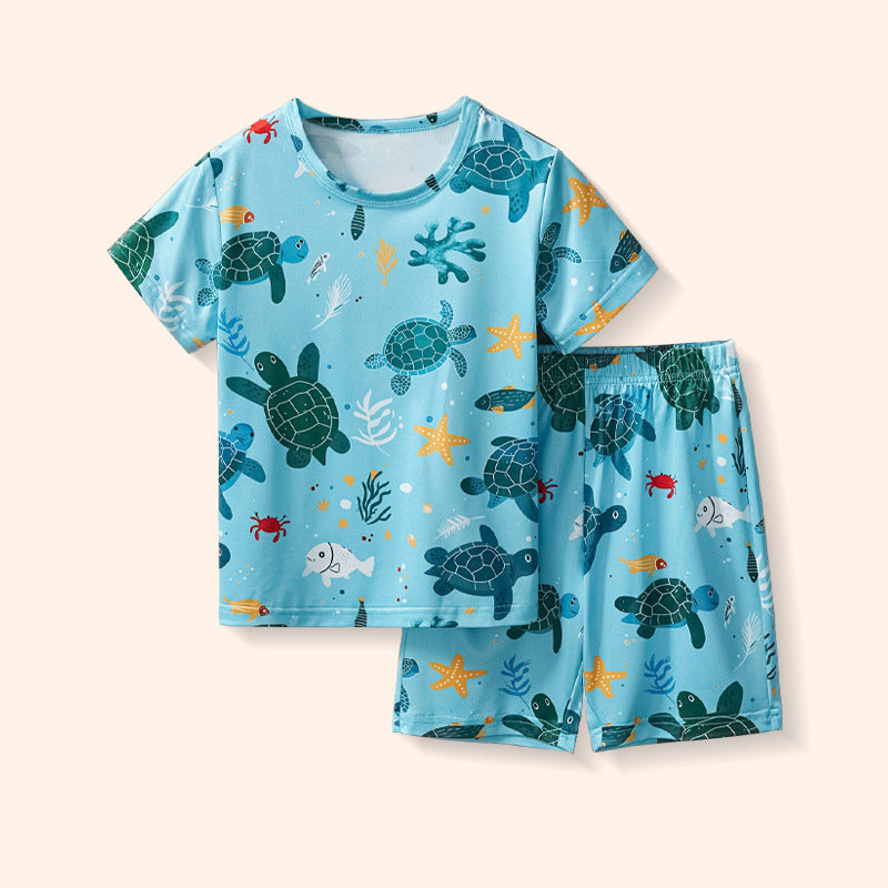 Kids Casual Cartoon Graphic T-Shirt and Shorts Set