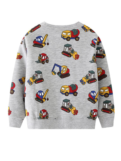 Cartoon Print Boys Sweatshirt Soft Cotton Hoodie