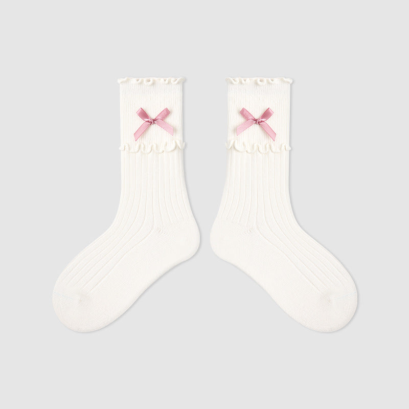 Kids Mid Calf Animal Embroidered Cotton Socks