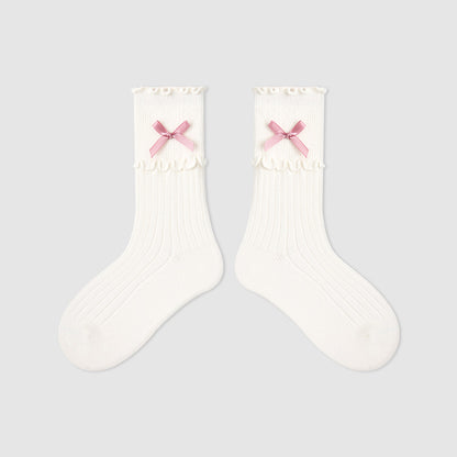 Kids Mid Calf Animal Embroidered Cotton Socks