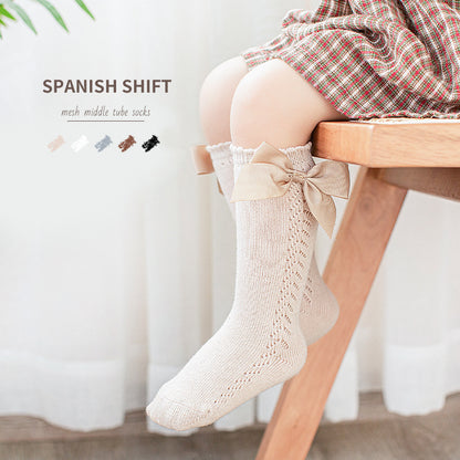 Princess Butterfly Bow Mid-Calf Socks for Girls