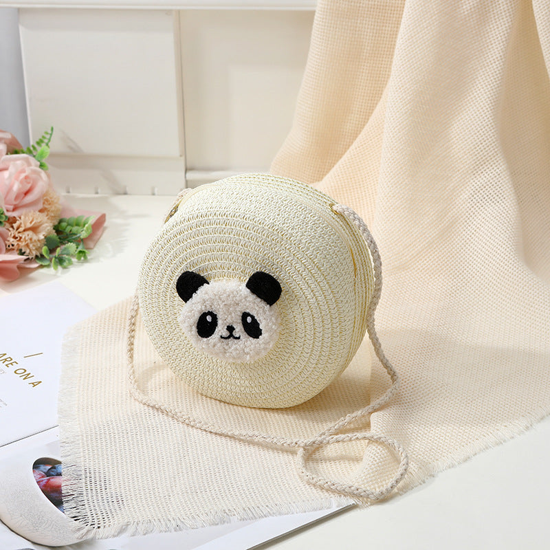Mini Cute Panda Woven Straw Bag for Women