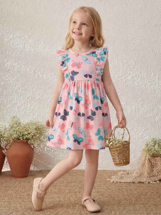 Cartoon Floral A-Line Dress Soft Cotton Princess Dress