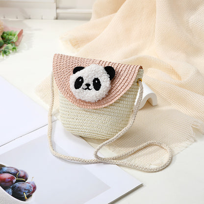 Mini Cute Panda Woven Straw Bag for Women