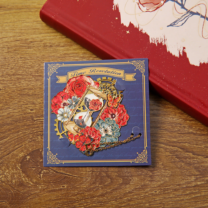 Metal Filigree Clock Bookmark With Tassel Gift