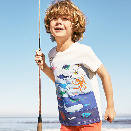 Cute Animal Print Cotton T-Shirt for Kids