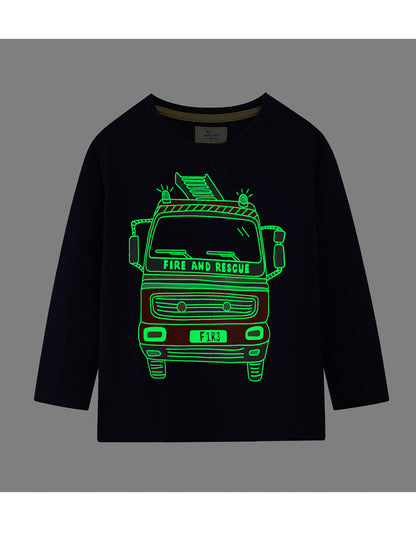 Glow-In-The-Dark Cartoon Long Sleeve T-Shirt for Boys