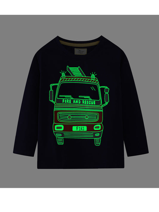 Glow-In-The-Dark Cartoon Long Sleeve T-Shirt for Boys