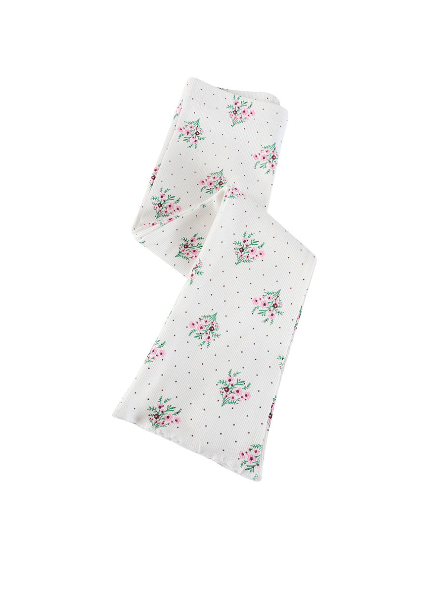 Kids Floral Wide-Leg Cotton Pants for Girls
