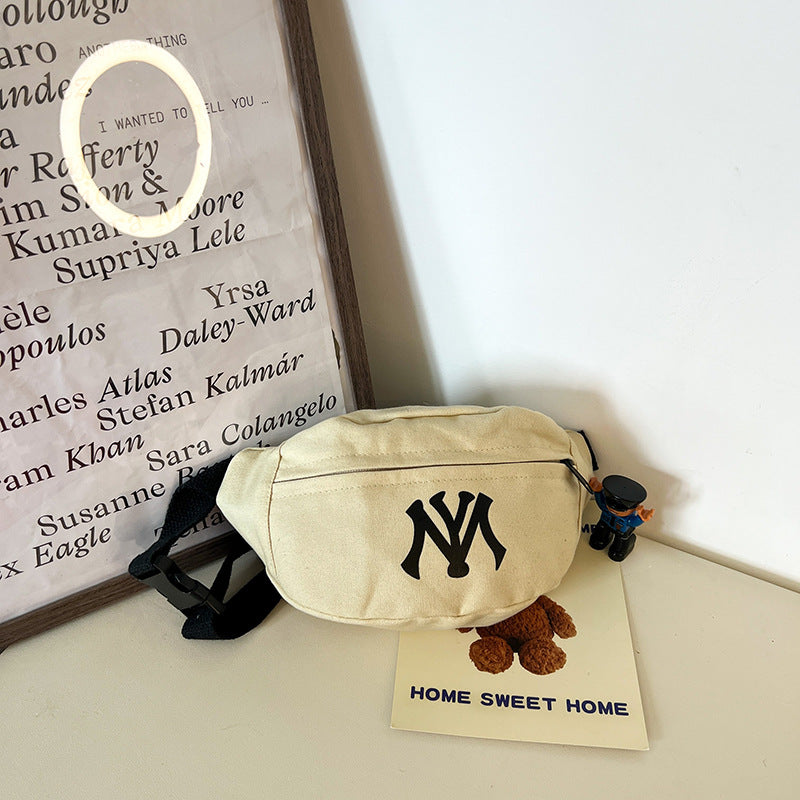 Trendy Canvas Crossbody Bag for Kids with Letter Design