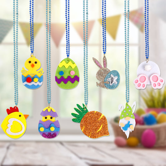Children's Easter Bunny Necklace Colorful Egg Chain for Family Gatherings