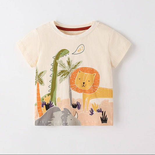 Trendy Cartoon Print Short Sleeve T-Shirt for Boys