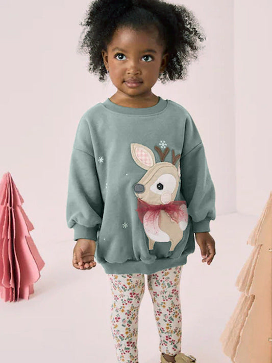 Trendy Cartoon Sweatshirt for Girls - Cotton Long Sleeve