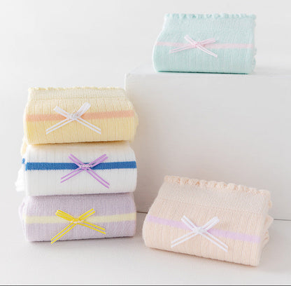 Sweet Bow Cotton Mid-Calf Socks for Girls