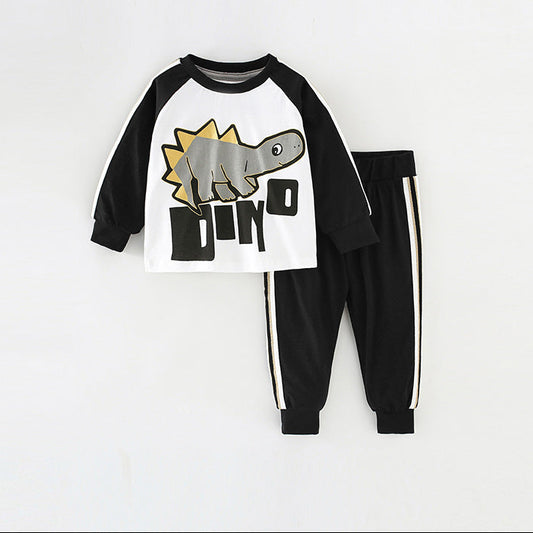 Kids Cartoon Print Long Sleeve Two-Piece Set