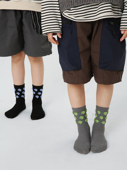 Kids Plush Polka Dot Mid Calf Socks Breathable