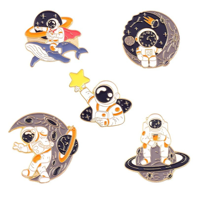 Astronaut Brooch Cute Cartoon Space Badge for Bags