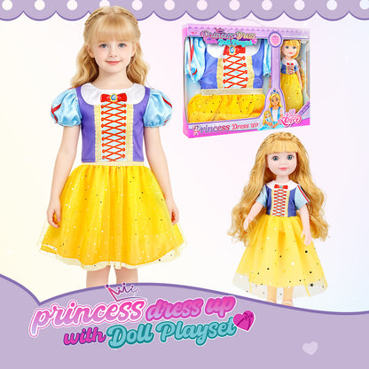 Princess Doll Dress-Up Playset - 32cm Rubber Doll Toy