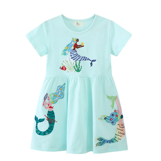Girls' Cute Princess Dress Soft Cotton Summer Outfit