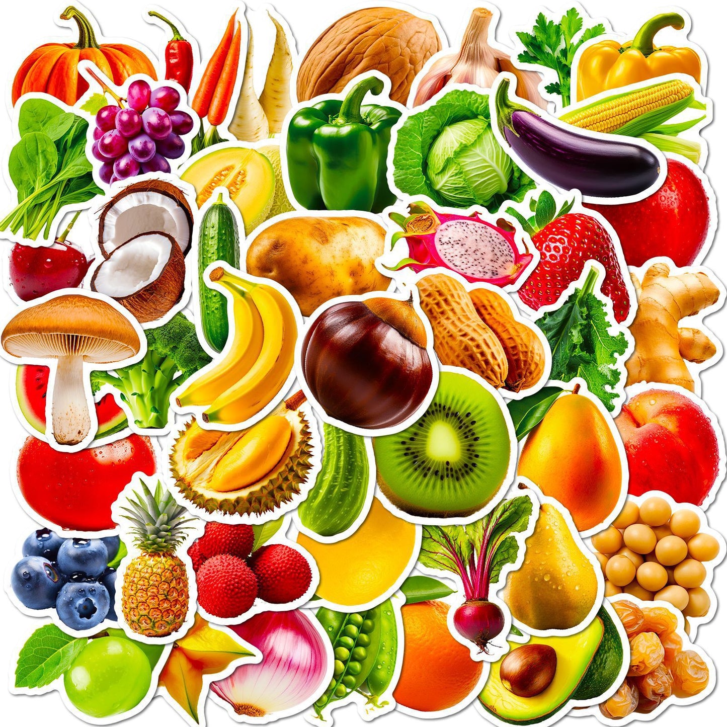 Educational Fruit And Veggie Doodle Stickers Peelable Paper