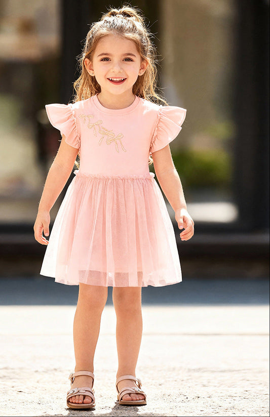 Girls' Summer Tulle Dress Cute Design Cotton Outfit