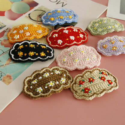 Floral Embroidered Hair Clips Handmade Yarn Accessories for Women