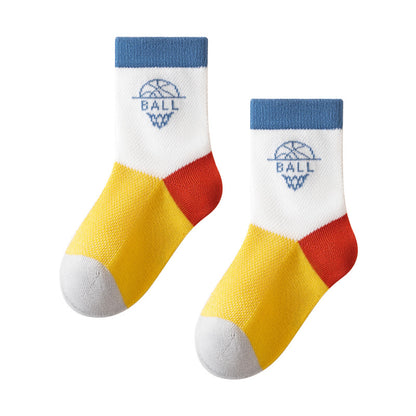 Children's Basketball Socks Cartoon Design Breathable Antimicrobial Mid-Calf Socks