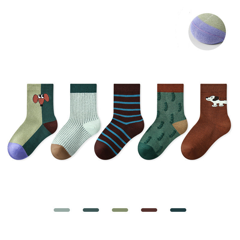 Kids Dot Colorblock Seamless Cotton Sport Socks