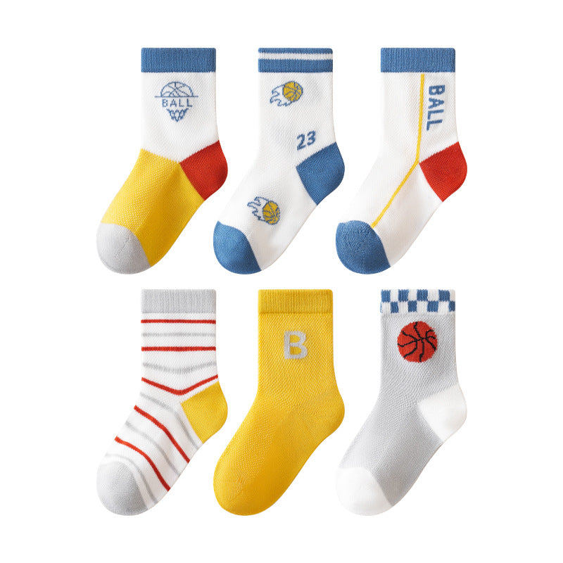 Children's Basketball Socks Cartoon Design Breathable Antimicrobial Mid-Calf Socks