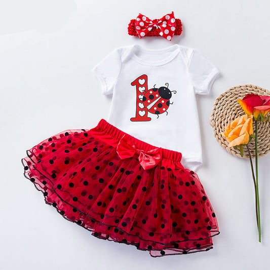 Summer Baby Dress Set Cartoon Ladybug Outfit Cute Princess Outfit
