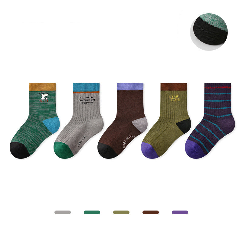 Kids Dot Colorblock Seamless Cotton Sport Socks