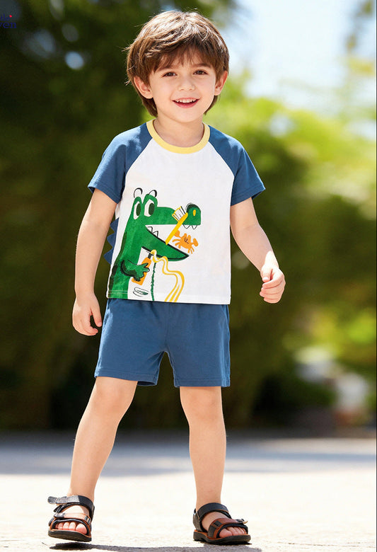 Cartoon Summer Short Sleeve Set for Boys