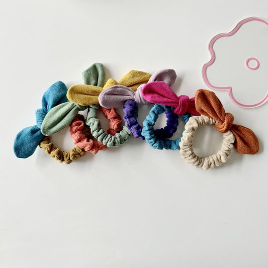 Colorful Suede Hair Ties with Bow for Girls