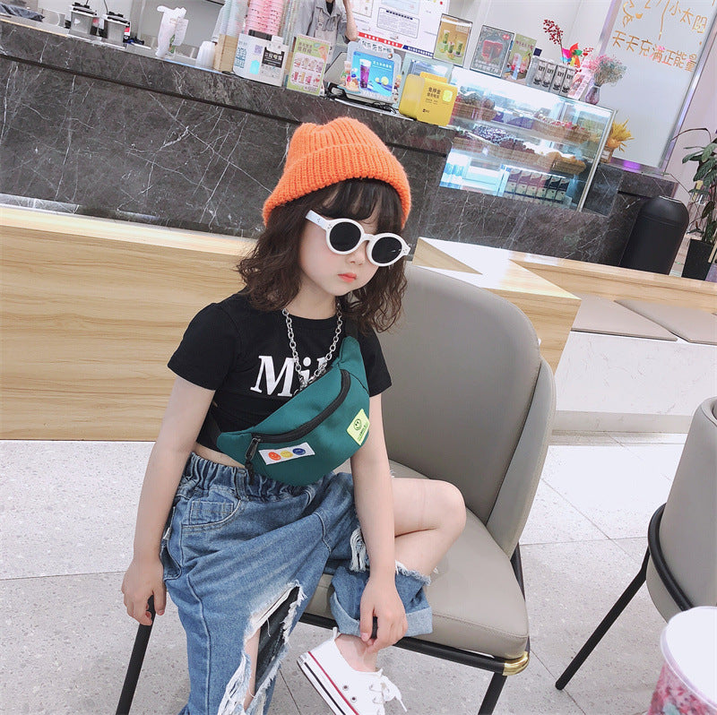 Trendy Smiley Face Kids Waist Bag Casual Crossbody Shoulder Bag