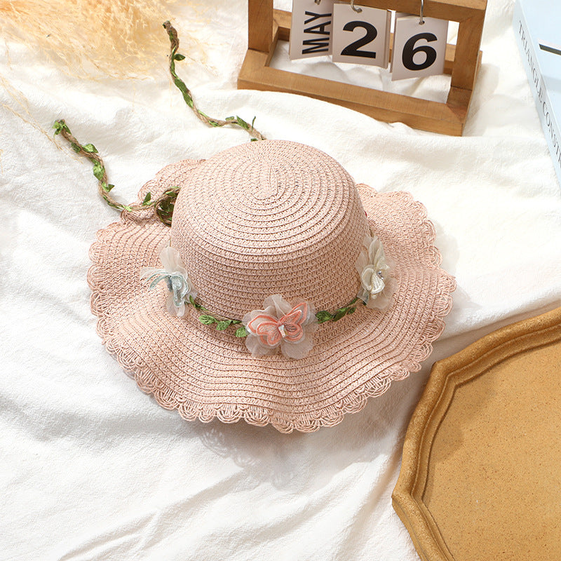 Woven Beach Bag with Butterfly Tassels for Girls