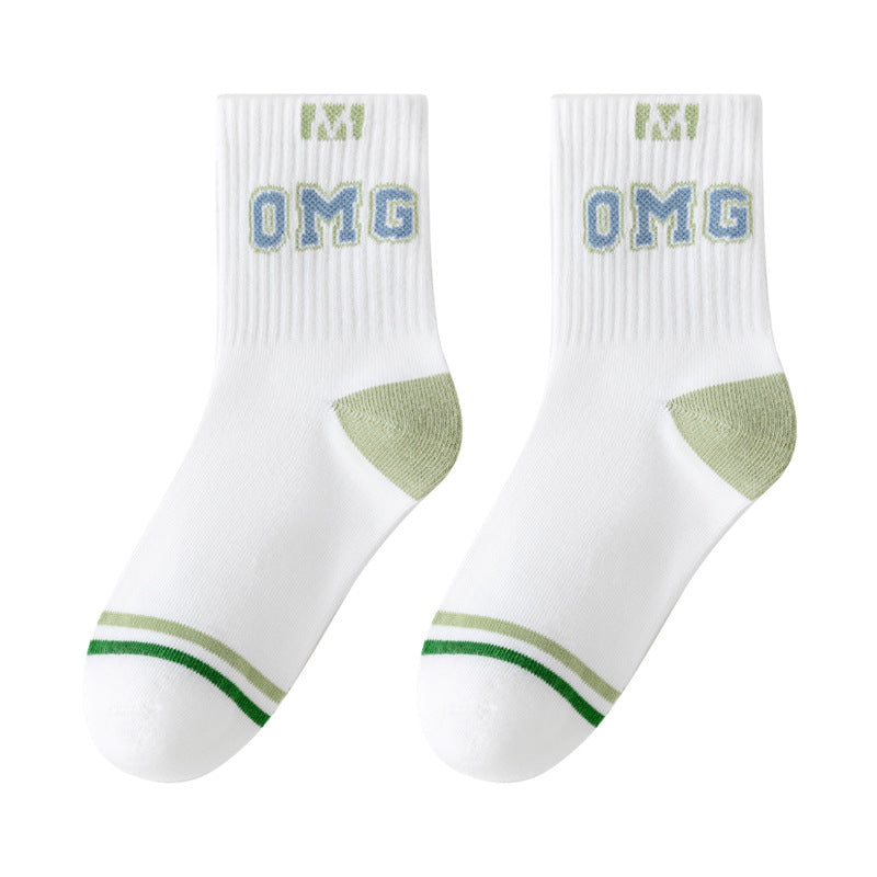 Color Block Cotton Mid-Calf Basketball Socks for Kids