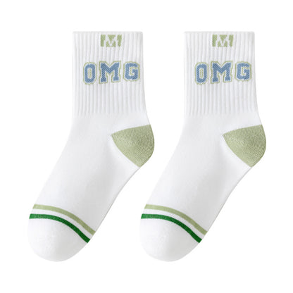 Color Block Cotton Mid-Calf Basketball Socks for Kids
