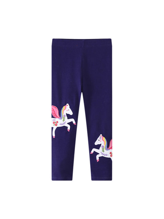 Girls' Unicorn Embroidered Leggings Stylish Cotton Pants