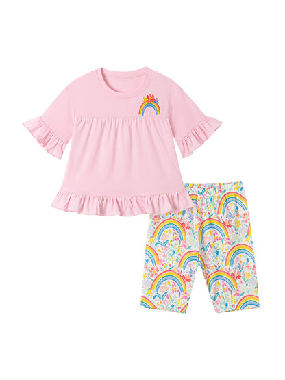 Adorable Floral Baby Outfit Summer Cotton Two-Piece Set
