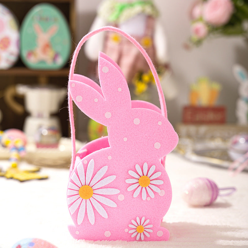 Easter Bunny 3D Felt Basket Cute Rabbit Tote Bag