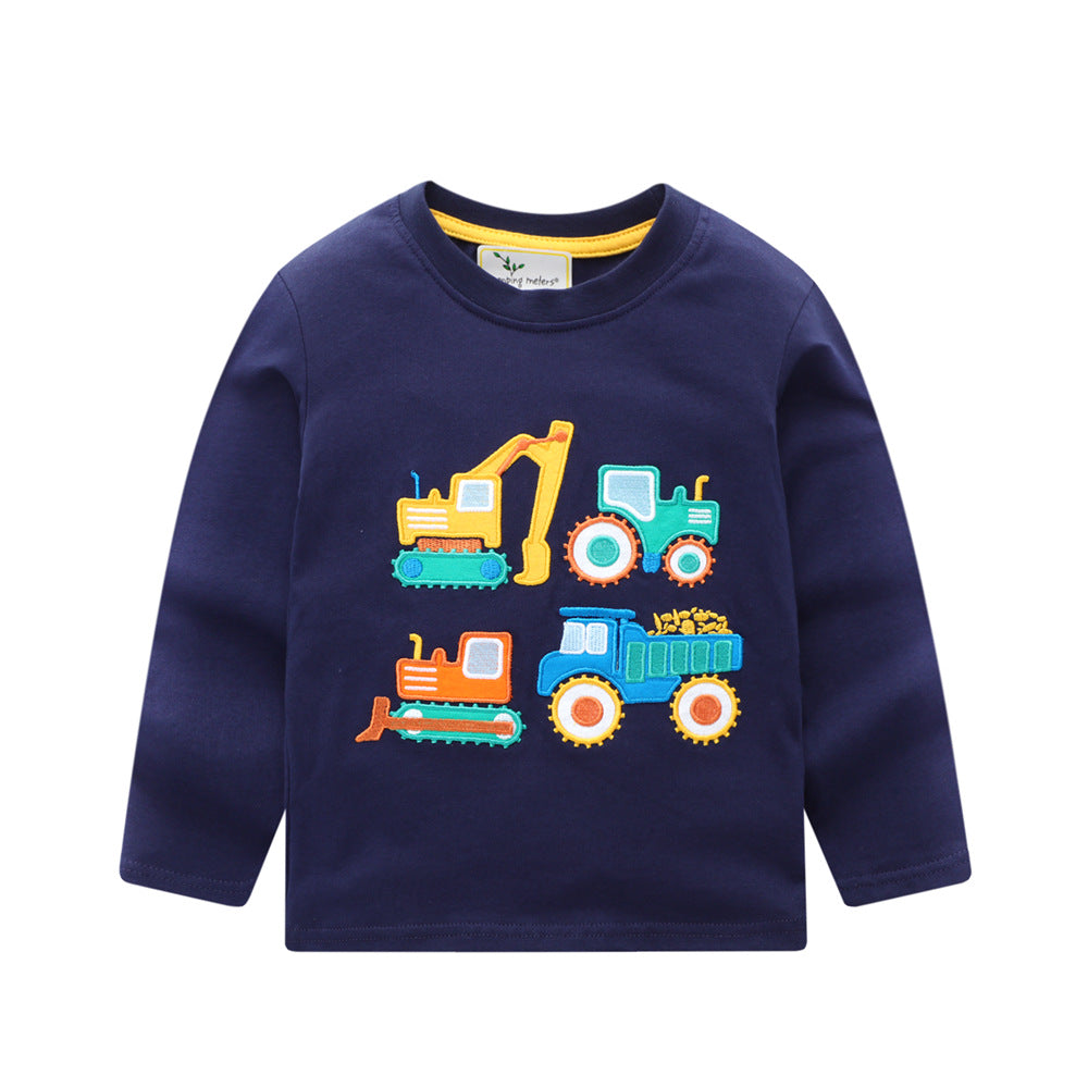 Children's Cartoon Long Sleeve T-Shirt Cotton Moisture-Wicking Casual Wear