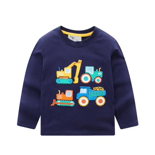 Children's Cartoon Long Sleeve T-Shirt Cotton Moisture-Wicking Casual Wear