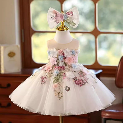 Sweet Floral Princess Dress for Little Girls