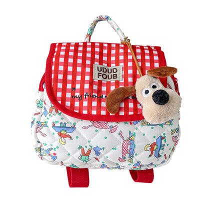 Cute Dog Quilt Kids Backpack Stylish Casual Daypack