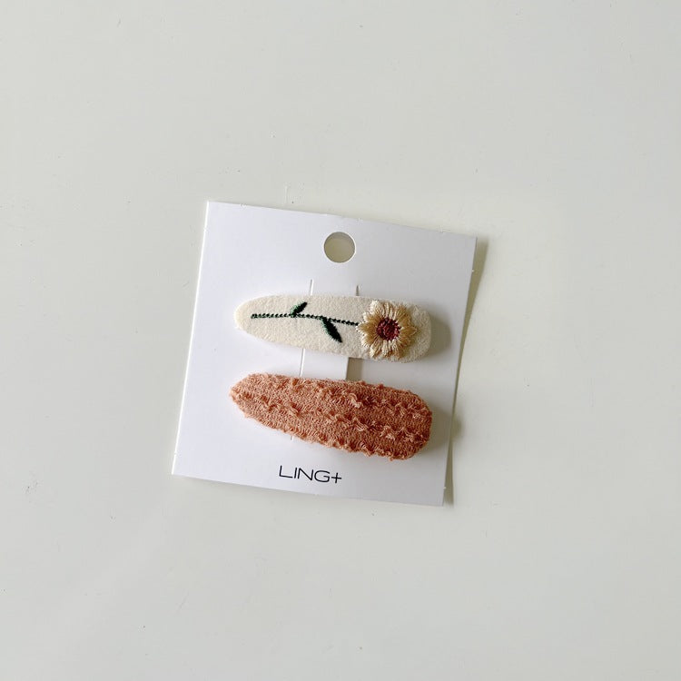 Embroidered Flower Hair Clips for Girls
