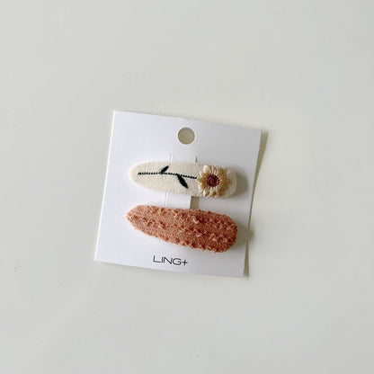Embroidered Flower Hair Clips for Girls