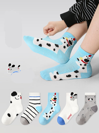 Kids Cotton Mesh Socks Striped Dot Dog Breathable Casual