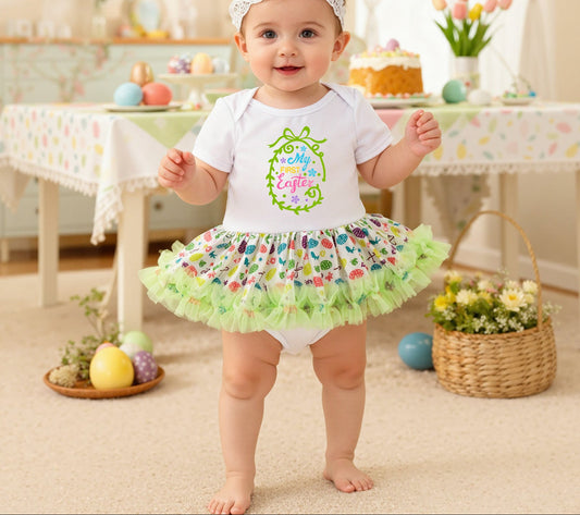 Baby Girl Easter Cartoon Romper Dress with Accessories