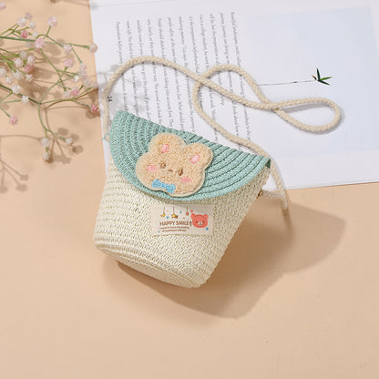 Cute Summer Children's Crossbody Woven Bag with Animal Patterns